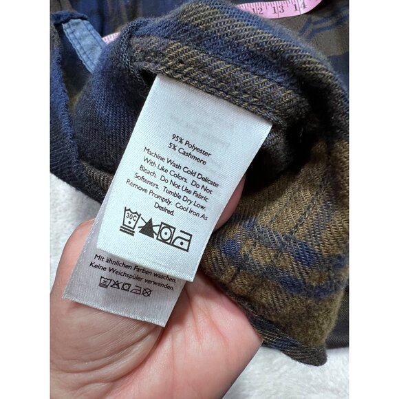 Eddie Bauer Womens Plaid Button-Up Shirt Blue & Brown 95% Polyester 5% Cashmere - Picture 6 of 6